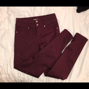 maroon jeggings